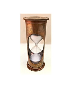 Nouveau sablier en bois et verre en métal avec polissage en bois naturel et placage à l'or finition forme ronde avec design fait à la main - Product Image 3