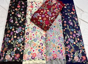 Top Quality Embroidery Nine Needle Work Apparel Wedding Special Occasion Georgette <b>Fabric</b> - Product Image 5