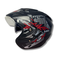 Casque de moto ouvert de haute qualité JP7 Juke rouge mat en ABS |   Double visière BXP légère certifiée SNI pour adultes