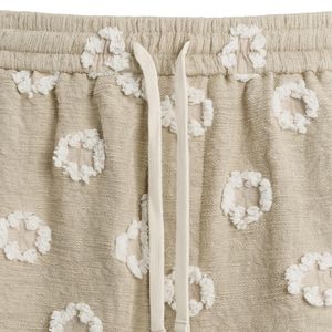 Short d'été décontracté pour hommes Pantalon à taille élastique brodé de fleurs Vêtements à la mode tissés respirants-Vente en gros - Product Image 4