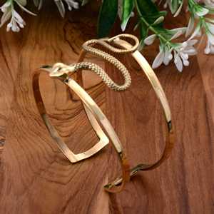 Pulsera de brazo de serpiente dorada, brazalete de serpiente ajustable, joyería de brazo superior tribal bohemio para mujer - Product Image 3