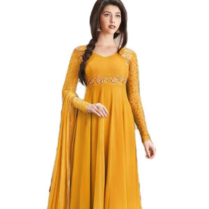 Lehenga de Novia Personalizada en Color Elegante, Tafetán de Seda con Bordado, Ropa de Fiesta de Noche, Largo, Estilo Indio Informal - Product Image 1