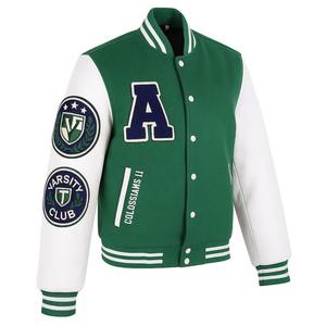 Veste bombardier universitaire en laine personnalisable en gros Logos de l'équipe scolaire et de la marque acceptés - Product Image 5