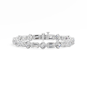 Pulsera de Tenis con Moissanita Esmeralda Asscher de 25.00 Quilates, Chapada en Oro de 18K, para Mujer, Plata de Ley 925, Joyería Fina Clásica de Primera Calidad - Product Image 1