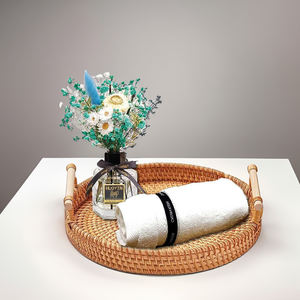 Bandejas redondas de bambú de Vietnam de alta calidad, bandeja de servicio ecológica hecha a mano con acabado de ratán rústico para el hogar-SR2078 - Product Image 2