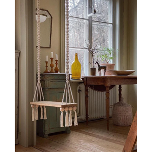 Balançoire en bois macramé, balançoire bohème pour adultes, pour usage intérieur/extérieur, balançoire d'arbre, meubles pour intérieur et extérieur - Product Image 1