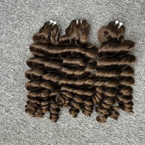 Cheveux humains bruts de couleur brune bouclée naturelle Extensions de cheveux humains vietnamiens à double tirage produits chauds 2024 - Product Image 5