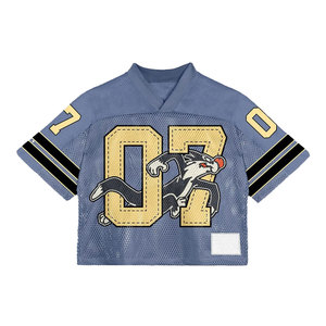 Camiseta de fútbol americano retro, ropa de calle, camisetas de fútbol americano sublimadas cuadradas personalizadas - Product Image 1