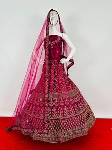 Indian Pakistani Style Women's Wedding Lehenga Choli Full <b>Net</b> Lehenga Choli Dupatta Blouse with Embroidery Work for Adults - Product Image 4