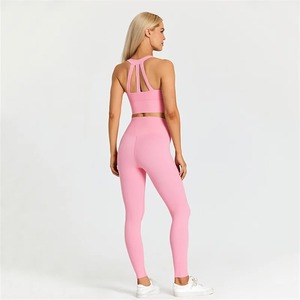 Outdoor <b>Summer</b> Plus Size Fitness Clothing <b>Leggings</b> Cross Gym Bra Top 2pcs Soft Yoga Set Tight Sport Suit Workout Training Women - Product Image 3