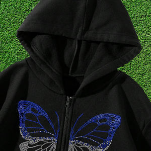 Sudaderas con cremallera y diamantes de imitación para hombre de la mejor calidad, diseño de ropa de calle de gran tamaño con impresión digital para invierno - Product Image 5