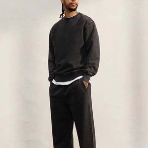 Sudadera lavada con cuello redondo para hombre, jersey de gran tamaño, estilo Vintage, manga larga, Top polar, ropa de calle informal para otoño - Product Image 4