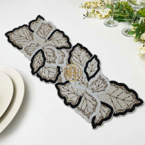 Handcrafted Embroidered Floral Beads <b>Table</b> <b>Runner</b>-Modern Decorative Accent Dining Room Wedding Customizable Colors Green Blue - Product Image 6