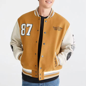 Veste de baseball d'hiver en polyester OEM en gros, taille plus, noire, veste d'équipe de baseball personnalisée, veste de lettreman pour homme - Product Image 6