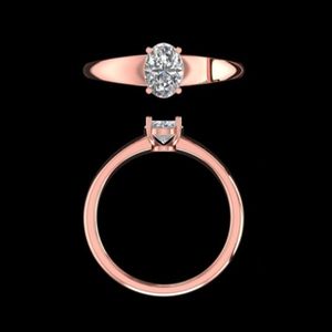 Anillo de compromiso solitario con diamante de corte ovalado en oro rosa de 18 quilates, piedra central de 1.00 quilates, joyería nupcial minimalista, regalo para ella - Product Image 1