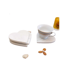 Fantastique conception coeur forme marbre caboteur blanc marbre thé tasse à café sous-verres pour boisson Ware accessoires au prix le moins cher - Product Image 5