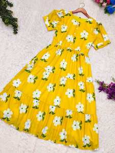 ชุดเดรสชิ้นเดียวพิมพ์ลายดอกไม้สำหรับผู้หญิงผ้าคอตตอนเนื้อนุ่มพร้อมผ้าไหมแฟนซีสำหรับงานแต่งงานและงานปาร์ตี้สำหรับผู้ใหญ่ - Product Image 2