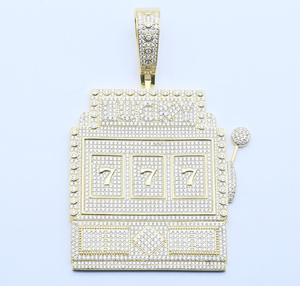 Collier pendentif de luxe en forme de machine à sous sertie de diamants, moissanite VVS, argent 925, style hip-hop - Product Image 2