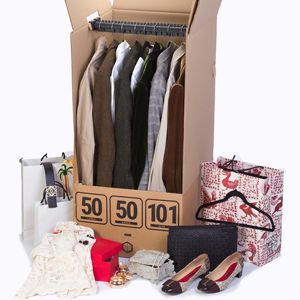 Portable Foldable 50x50x101 cm Wardrobe <b>Box</b> with Hanging Rod Easy Assembly for <b>Moving</b> Storage or Travel - Product Image 6