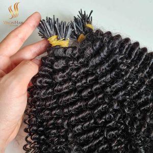 Super Double Drawn Raw I Tip Extension de cheveux humains bouclés Fournisseur de cheveux humains vietnamiens non traités - Product Image 5