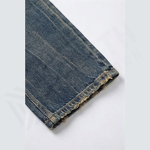 กางเกงยีนส์ผู้ชายคุณภาพสูง สไตล์ฮิปฮอป รุ่นใหม่สำหรับฤดูร้อน ลุควินเทจฟอกสี ทรงตรง สตรีทแฟชั่น สีสั่งทำได้ - Product Image 6