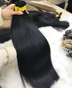 Extensiones de cabello humano liso negro azabache a granel VIP Venta al por mayor Proveedor de precio Cabello Remy de seda plana 100g VQ Cabello - Product Image 1