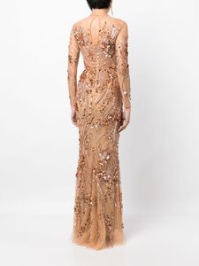 Robe de soirée de luxe à motif floral, robe de bal de haute qualité, broderie de sequins perlés, manches longues, forme de corps longue, antistatique, maxi - Product Image 4