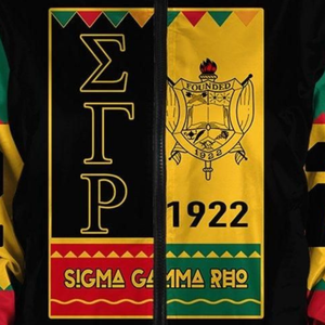 Chaqueta de Satén Griega Sigma Gamma Rho SGRho, Color Negro Real y Dorado, Estilo Bomber Universitario de 1922, Ropa Exterior para Mujer - Product Image 3