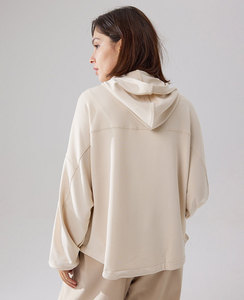 Sudadera con capucha de 2 piezas deportiva de gran tamaño personalizada para mujer, sudaderas con capucha de punto sólido informal para mujer - Product Image 4