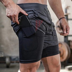 Pantalones cortos ecológicos para hombre, pantalones cortos transpirables de compresión para entrenamiento de gimnasio, servicio OEM al por mayor, patrón sólido - Product Image 5