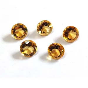 Natural citrine 10mm round facet Good Quality Loose Gemstones yellow citrine cut stone manufacturer supplier for jewelry making