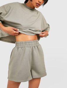 Conjunto de Shorts de Algodón para Mujer OEM, Secado Rápido, Traje Deportivo Pesado, Camiseta Holgada de Corte Cuadrado, Diseño Sólido, Cuello Redondo, Talla Grande, Conjunto de 2 Piezas - Product Image 4