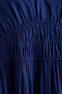 Robe longue marine à manches longues de Style bohème à manches longues 100% tissu rayonne robe de vacances femmes col en V décontracté dames robe pour les femmes - Product Image 6