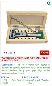 Jaxa Type Satin Finish <b>Watch</b> <b>Case</b> Opener GS 2001A Jewelry Tools & Equipment in Wooden Box for Jewellery Work - Product Image 2