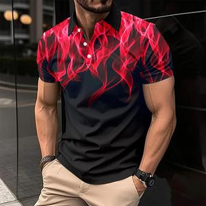 Nueva lona de algodón 100% para hombre para camisa de ajuste Regular de gran tamaño de manga corta transpirable de dos colores empalme impreso solapa Tops - Product Image 3