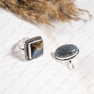 Top Trending Attractive <b>Labradorite</b> Cabochon Adjustable <b>Rings</b> Premium Healing Gemstones Meditation Jewelry Everyday Wear Gift - Product Image 1