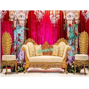 Ensemble de canapés de mariage sculptés lourds de conception royale meubles de marié de mariage occidental meilleur ensemble de canapés de scène de mariage pour le marié de la mariée - Product Image 1