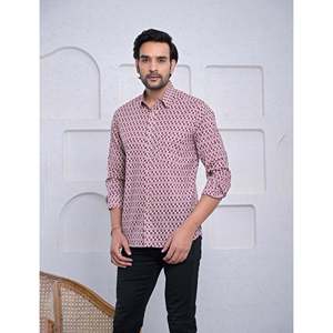 Chemise pour homme, 100% coton, imprimée avec des motifs floraux à pois, décontractée, manches longues, options de tissu popeline Oxford, fabrication ODM/OEM - Product Image 4