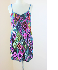 Vestido de fiesta de gasa transpirable antiestático con cuello de corazón, abalorios, multilentejuelas, corto, línea A, recto, hasta la rodilla, deslizamiento - Product Image 1