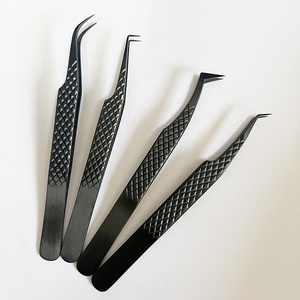 Pinces à épiler professionnelles en acier inoxydable argenté de qualité supérieure, durables, pour extensions de cils, maquillage, logo personnalisé - Product Image 1