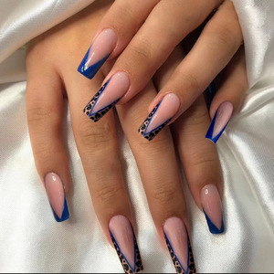 Venta directa 24 piezas Prensa en <span class=keywords><strong>uñas</strong></span> Triángulo Largo Estampado de leopardo Bailarina Nails Art Nails - Product Image 1