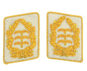 Hight Quality Gorget Collar Badge With Snap Brass Button Oem Collar Ranks Wreath in Gold or <b>Silver</b> Bullion Wire Collar Tap - Product Image 6