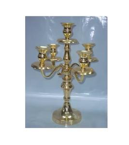 Candélabre de table de mariage bougeoir cinq bras candélabre conique pièce maîtresse argent brillant polonais fait à la main - Product Image 2