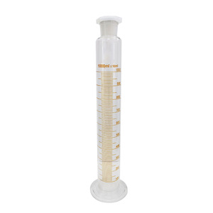 Cylindre de mesure tactique en verre borosilicate, avec bouchon à Joint en verre au sol et Base ronde - Product Image 1