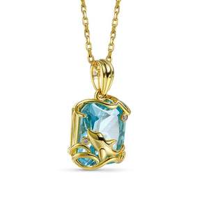 Collier Jeulia Lucky Day Dolphin en argent sterling plaqué rhodium avec zircon taille émeraude - Product Image 2