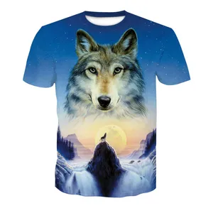 Bestes Design All Over 3D Sublimation Druck T-Shirt Tier Wolf Print Sublimation Herren Kurzarm Polyester T-Shirt