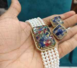 Premium Quality Brass Luxury Moissanite Gold <b>Choker</b> <b>Necklace</b> Earrings Set Gold Plated Weddings Parties Anniversaries Gift - Product Image 6