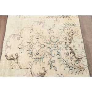 พรมวินเทจขนาด 3x5.5 ฟุต พรมขนสัตว์ตุรกีลายทางสีขาว - Product Image 3