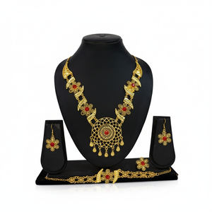 Ensemble de bijoux classiques africains plaqués or pour femmes, collier pendentif, boucles d'oreilles, bracelet, bague, bijoux de mariage traditionnels, bijoux de mode - Product Image 1