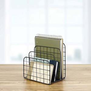 ชั้นวางหนังสือทำจากโลหะลวดสีดำสำหรับสำนักงานบ้านห้องนั่งเล่น - Product Image 5